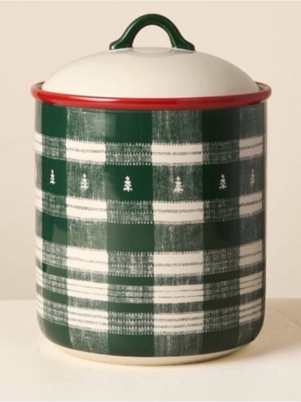 Stoneware Reactive Glaze Cookie Jar Cream/Plaid— Hearth & Hand with Magnolia